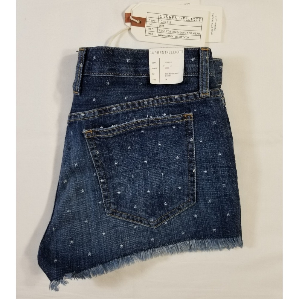 Current/Elliott The Boyfriend Short In Love White Stars Denim NWT 23 24 25 $198 - Picture 12 of 15